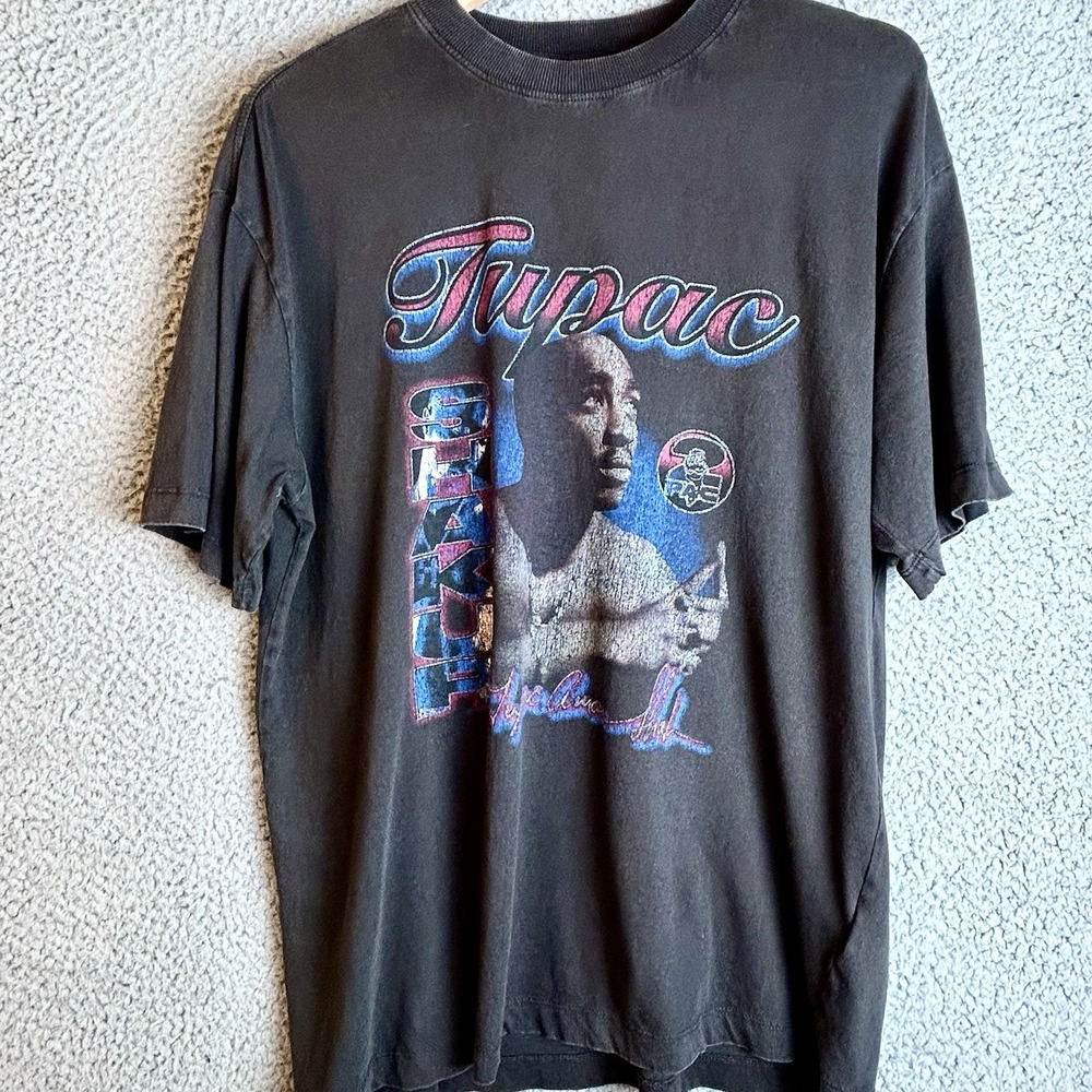 2-Pac Portrait Graphic T-Shirt Oversized Small Boxy Rap Tee Death Row M.O.B